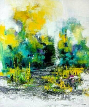 Abstract acrylic painting titled 'Untitled 5', 36x30 inches, by artist Kamran Azim on Canvas