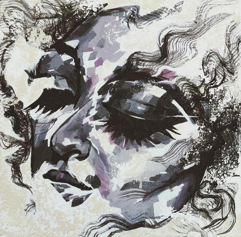 Portrait acrylic painting titled 'Untitled 5', 12x12 inches, by artist Vijay Shelar on Canvas