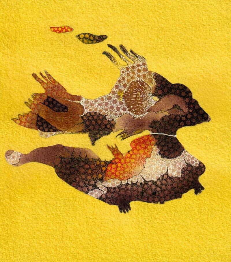 Abstract acrylic ink painting titled 'Untitled 51', 9x8 inches, by artist Huma Khan on Paper