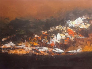 Abstract acrylic painting titled 'Untitled 51', 36x48 inches, by artist Dnyaneshwar Dhavale on canvas