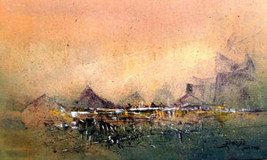 Abstract acrylic painting titled 'Untitled 51', 18x30 inches, by artist Dnyaneshwar Dhavale on Canvas