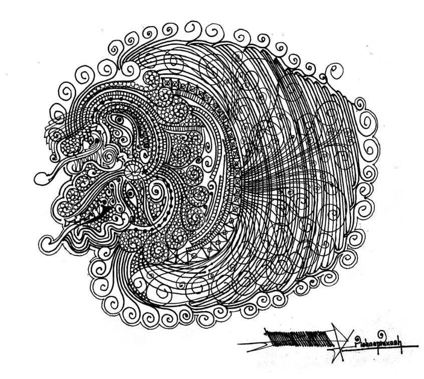 Abstract mixed media drawing titled 'Untitled 52', 11x15 inches, by artist Krishnaprakash Vasant Martand on Canson Paper
