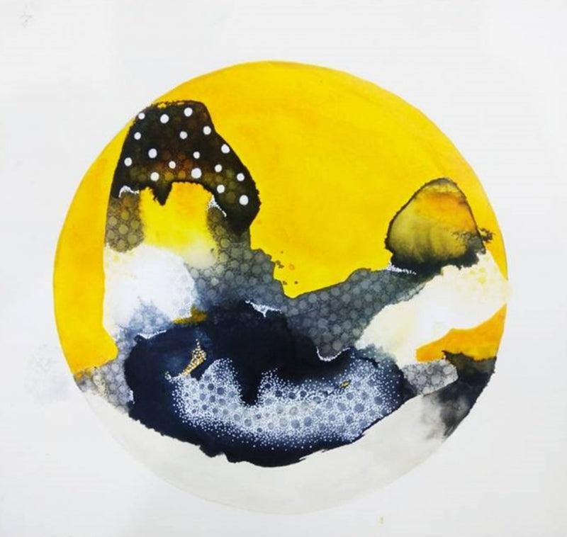 Abstract mixed media painting titled 'Untitled 52', 48x36 inches, by artist Huma Khan on Canvas