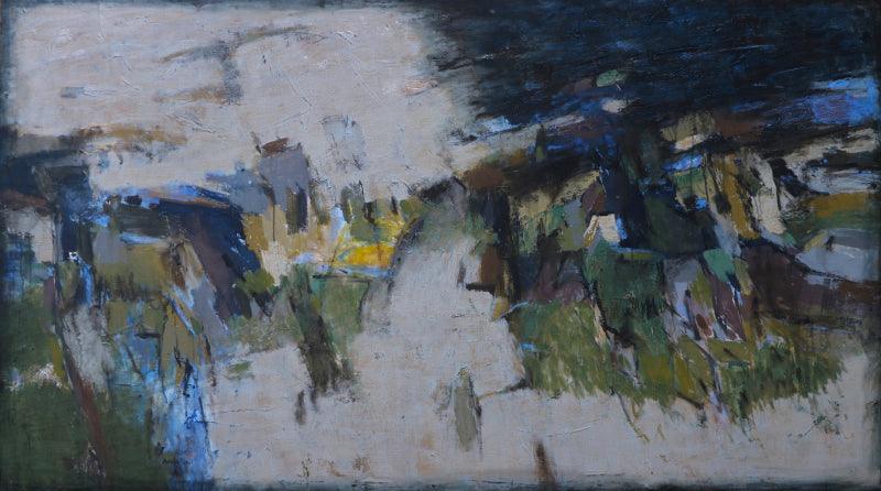 Abstract mixed media painting titled 'Untitled 52', 45x80 inches, by artist Anuja Paturkar on Canvas