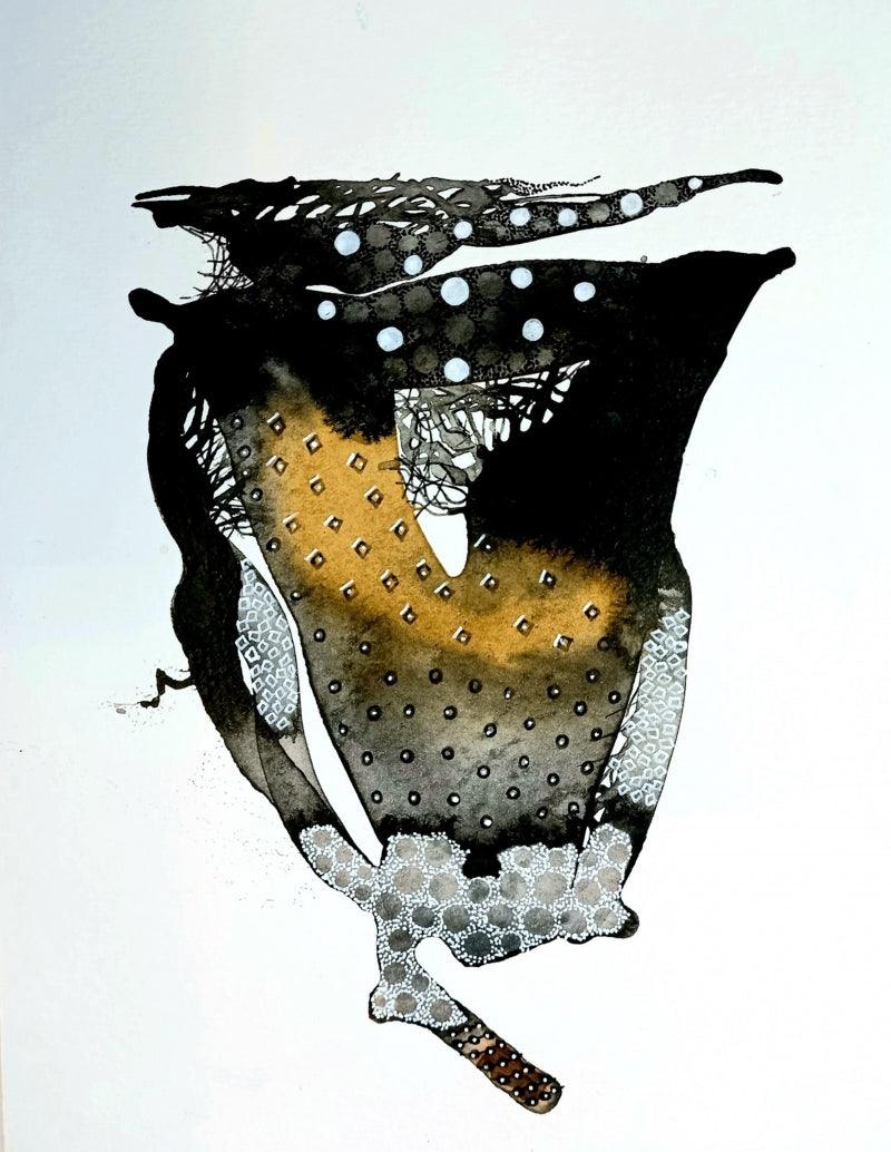 Abstract acrylic ink painting titled 'Untitled 53', 60x36 inches, by artist Huma Khan on Canvas