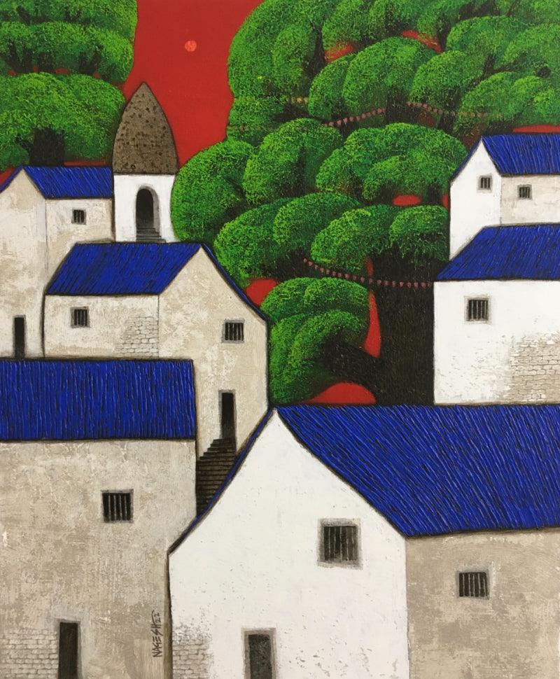 Landscape acrylic painting titled 'Untitled 55', 36x30 inches, by artist Nagesh Ghodke on Canvas