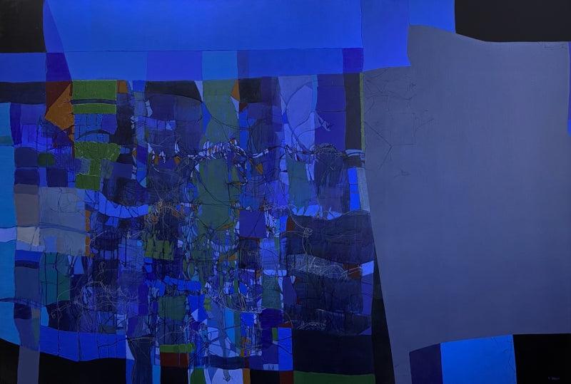 Abstract acrylic oil painting titled 'Untitled 56', 48x72 inches, by artist Yogesh Murkute on Canvas