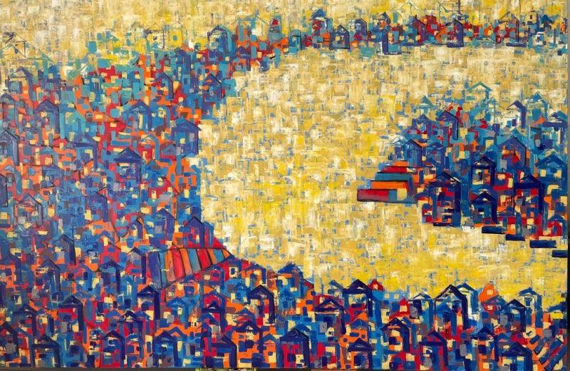 Abstract oil painting titled 'Untitled 6', 48x72 inches, by artist Karishma Wadhwa on Canvas