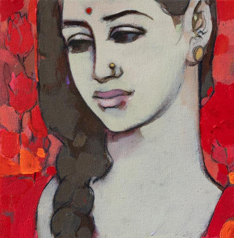 Figurative acrylic painting titled 'Untitled 6', 9x9 inches, by artist Satyajeet Varekar on Canvas