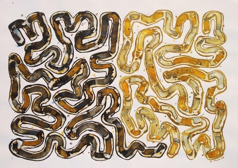 Abstract acrylic painting titled 'Untitled 6', 26x36 inches, by artist Rajesh Shah on Acid Free Paper