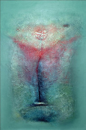 Abstract mixed media painting titled 'Untitled 6', 72x48 inches, by artist Sanju Jain on Canvas