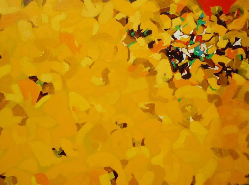 Abstract oil painting titled 'Untitled 6', 36x48 inches, by artist Yogesh Murkute on Canvas