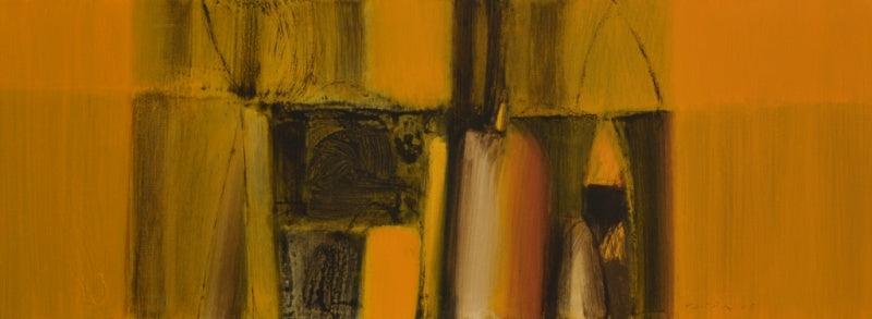Abstract acrylic painting titled 'Untitled 6', 20x54 inches, by artist Yogesh Patil on Canvas