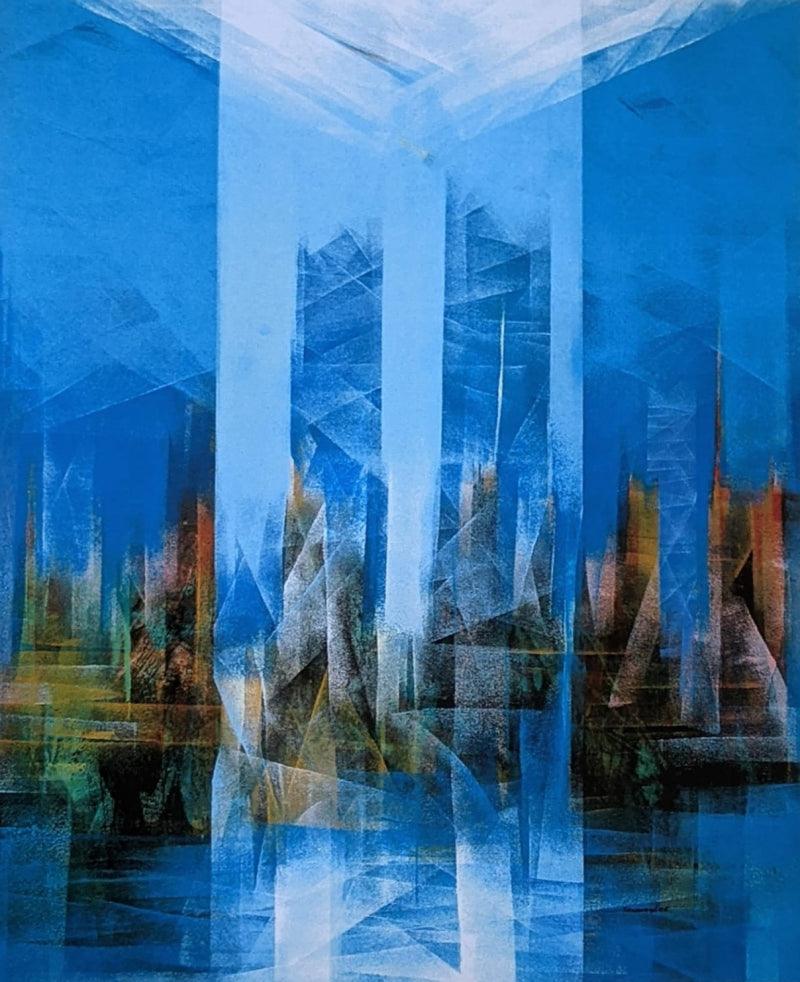 Abstract acrylic painting titled 'Untitled 6', 71x47 inches, by artist Vasant Sonavani on Canvas