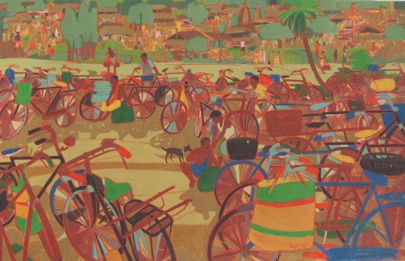 Figurative tempera painting titled 'Untitled 6', 20x30 inches, by artist Sujit Das on Cloth