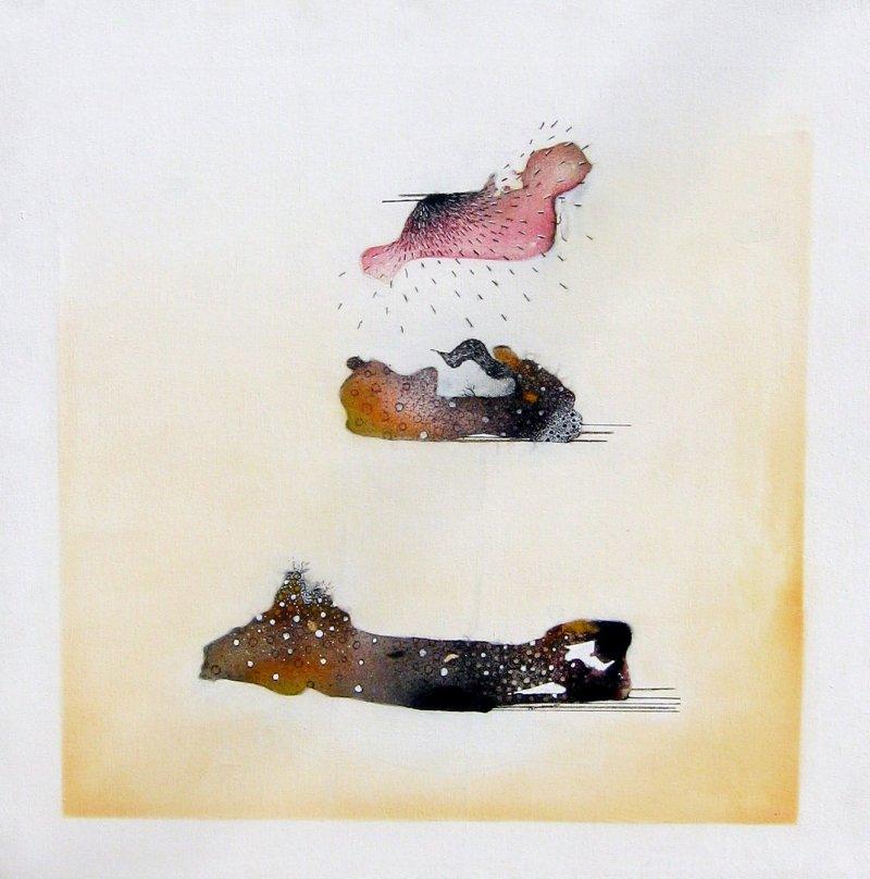 Abstract mixed media painting titled 'Untitled 6', 24x24 inches, by artist Huma Khan on Canvas