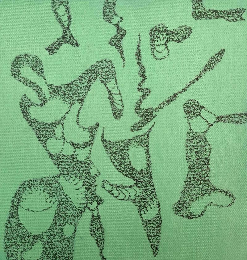 Abstract mixed media painting titled 'Untitled 6', 12x12 inches, by artist Trapti Porwal on Canvas