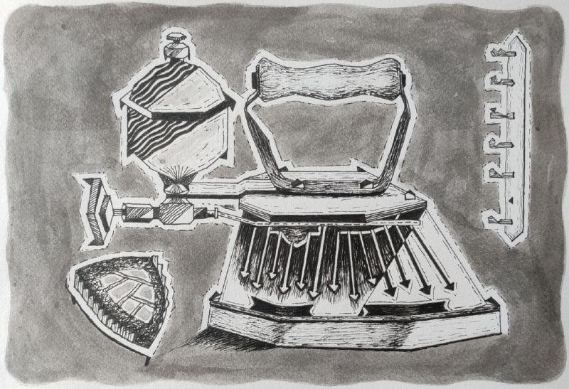 contemporary mixed media drawing titled 'Untitled 6', 8x12 inches, by artist Amol Khade on Paper