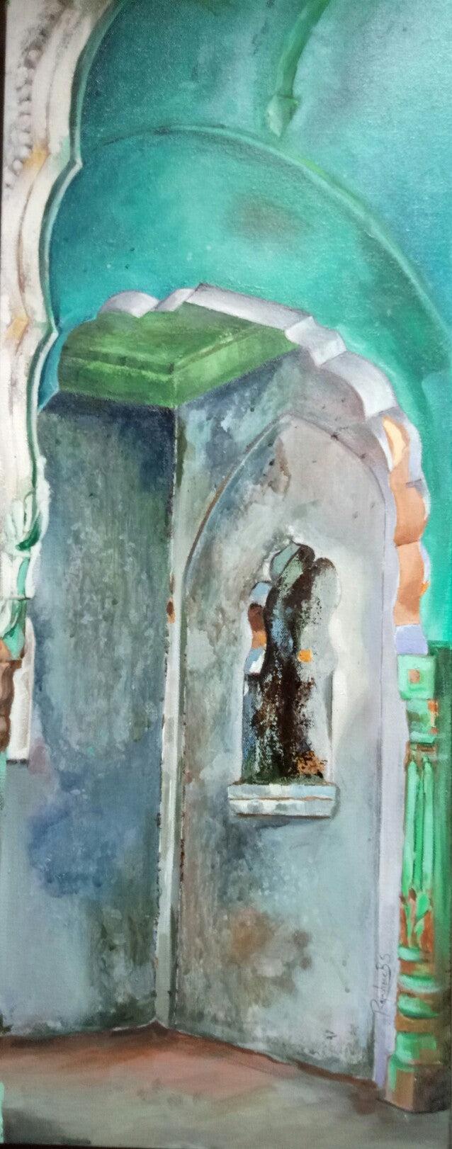 Landscape acrylic painting titled 'Untitled 6', 30x12 inches, by artist Rajashree Sutar on Canvas