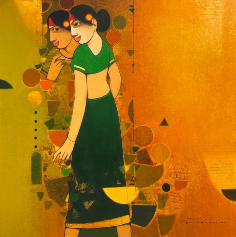 Figurative acrylic painting titled 'Untitled 6', 48x48 inches, by artist Anand Panchal on Canvas