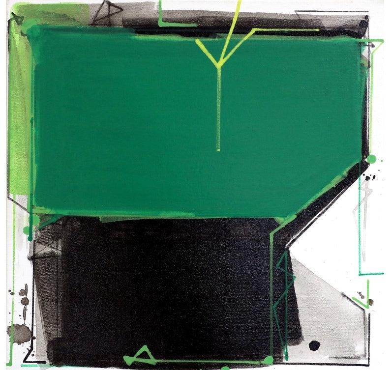 Abstract acrylic painting titled 'Untitled 6', 18x18 inches, by artist Santosh Rathod on Canvas