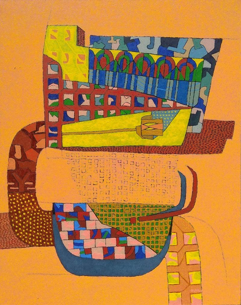 Abstract oil painting titled 'Untitled 6', 60x48 inches, by artist Sunil Ningule on Canvas