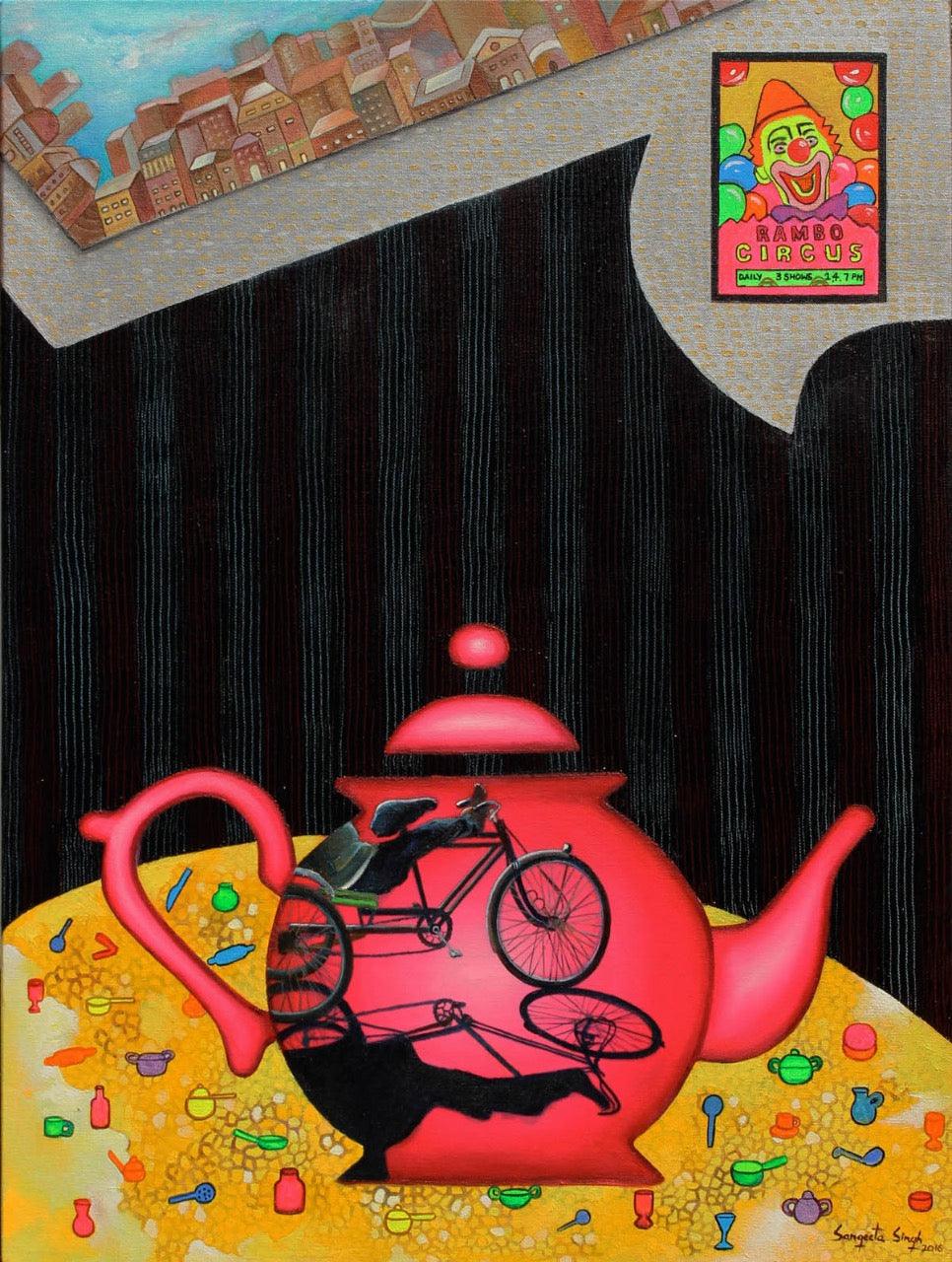 Still-life acrylic painting titled 'Untitled 6', 33x26 inches, by artist Sangeeta Singh on Canvas