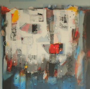 Abstract acrylic painting titled 'Untitled 6', 48x48 inches, by artist Sachin Pakhale on Canvas