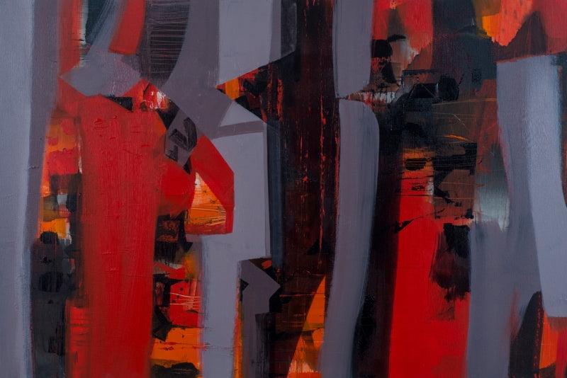 Abstract acrylic painting titled 'Untitled 6', 24x36 inches, by artist Satendra Mhatre on Canvas