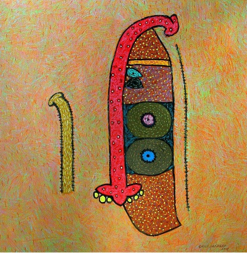 Erotic mixed media titled 'Untitled 6', 22x22 inches, by artist Sandeep Ghule on Paper