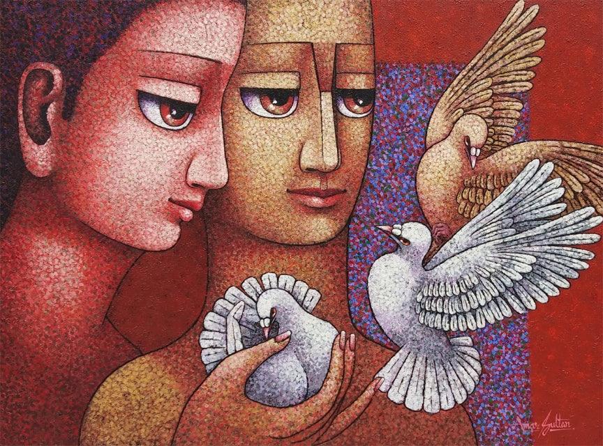 Figurative oil painting titled 'Untitled 6', 48x64 inches, by artist Amar Sultan on Canvas