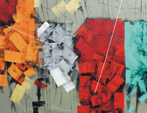 Abstract oil painting titled 'Untitled 60', 36x48 inches, by artist Sudhir Talmale on Canvas