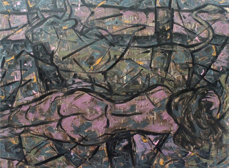 Nude oil painting titled 'Untitled 64', 54x72 inches, by artist Santosh Patil on Canvas