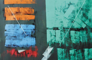 Abstract oil painting titled 'Untitled 64', 24x36 inches, by artist Sudhir Talmale on Canvas