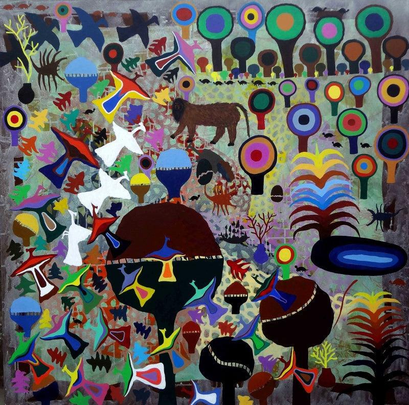 contemporary acrylic painting titled 'Untitled 67', 47x47 inches, by artist Amit Harit on Canvas