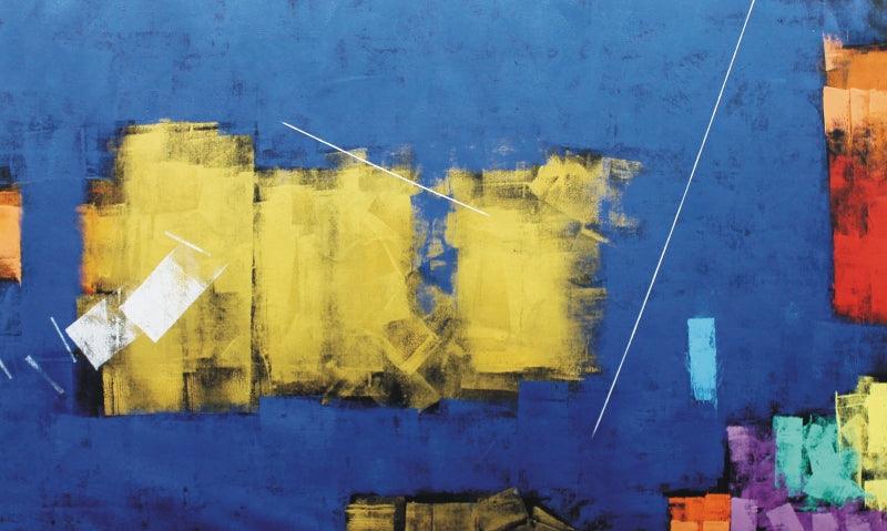 Abstract oil painting titled 'Untitled 67', 36x60 inches, by artist Sudhir Talmale on Canvas