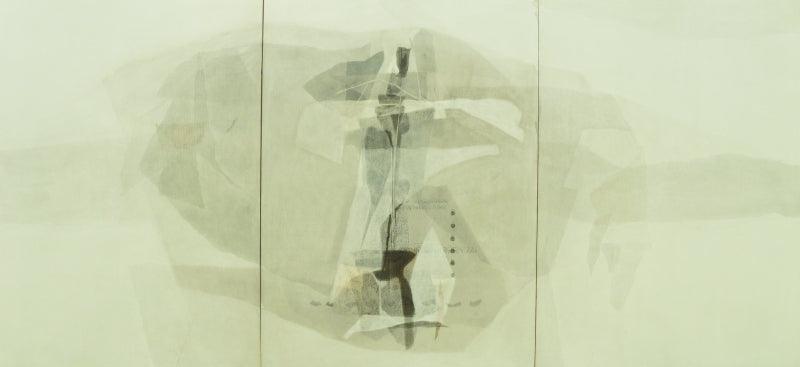 Abstract soft pastel drawing titled 'Untitled 7', 40x90 inches, by artist Jyotiprakash Sethy on Mount Paper