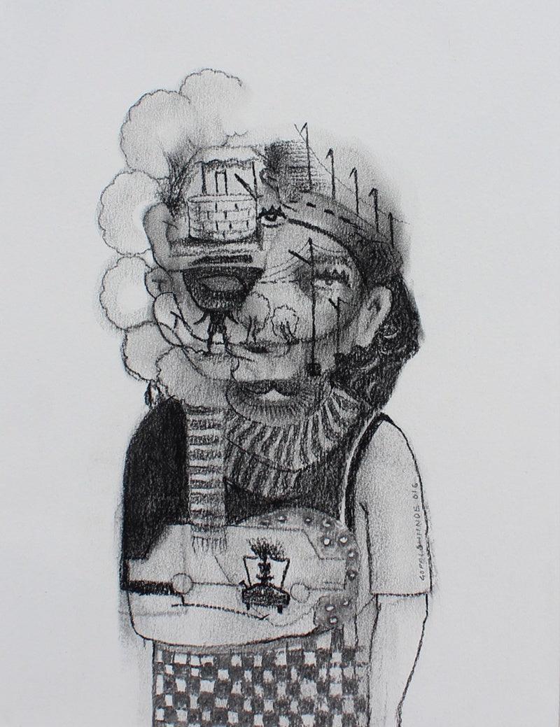 Figurative pencil drawing titled 'Untitled 7', 12x6 inches, by artist Gopal Shinde on Paper