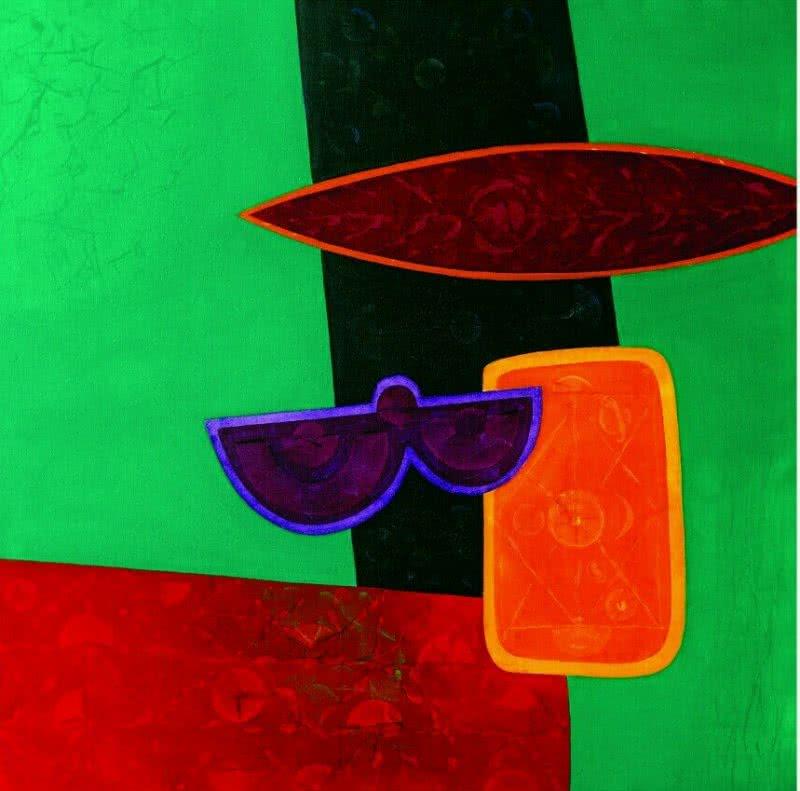 Abstract acrylic painting titled 'Untitled 7', 48x48 inches, by artist Bhushan Vaidhya on Canvas