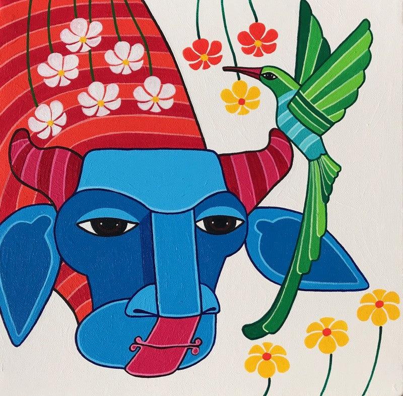 Animals acrylic painting titled 'Untitled 7', 12x12 inches, by artist Thota Laxminarayana on Canvas