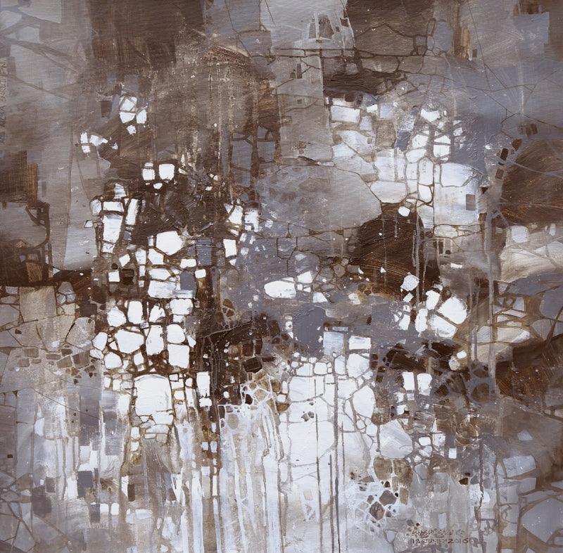 Abstract acrylic painting titled 'Untitled 7', 30x30 inches, by artist Sagar Bondre on Canvas