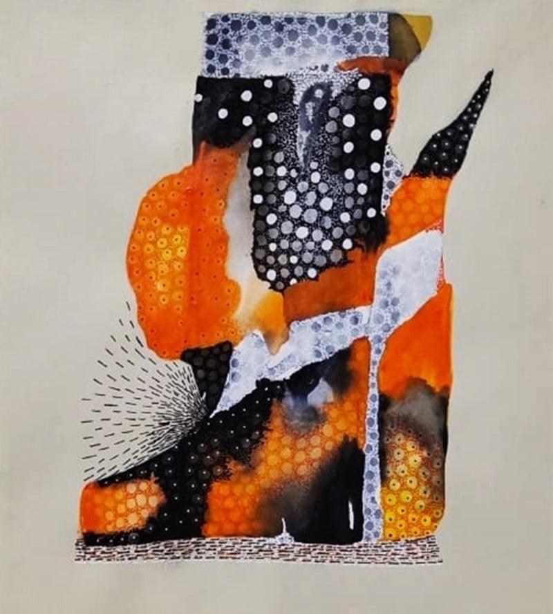 Abstract acrylic painting titled 'Untitled 7', 48x36 inches, by artist Huma Khan on Canvas