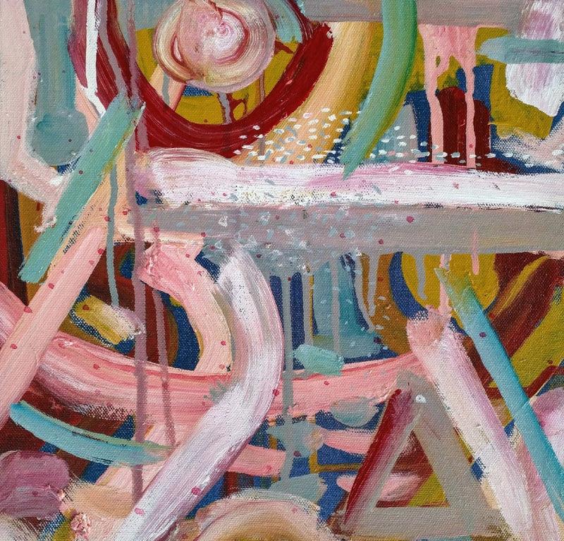 Abstract acrylic painting titled 'Untitled 7', 12x12 inches, by artist Heena Shaikh on Canvas