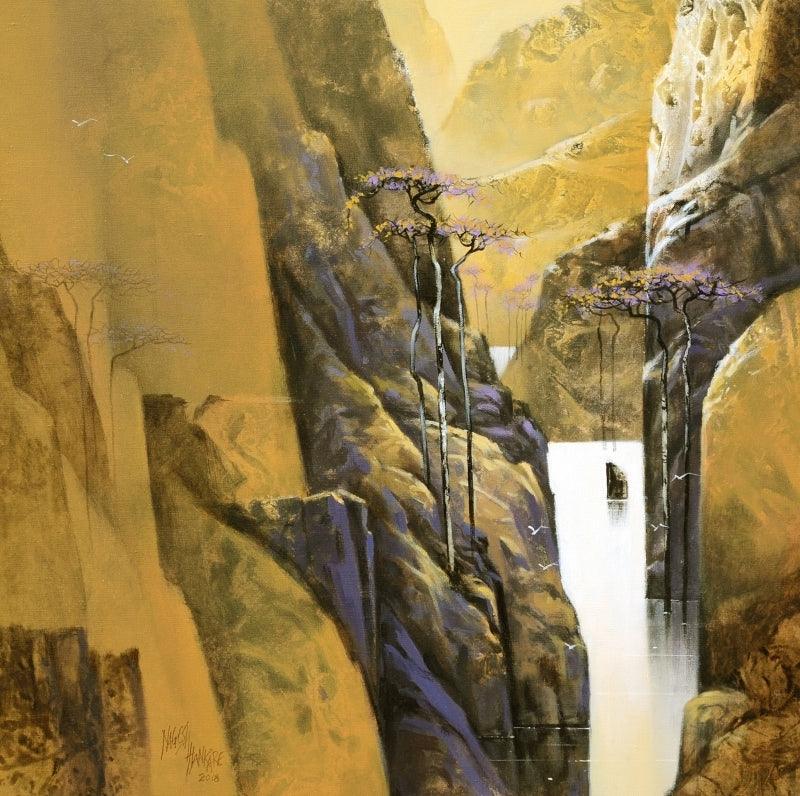 Landscape acrylic painting titled 'Untitled 7', 24x24 inches, by artist Nagesh Hankare on Canvas