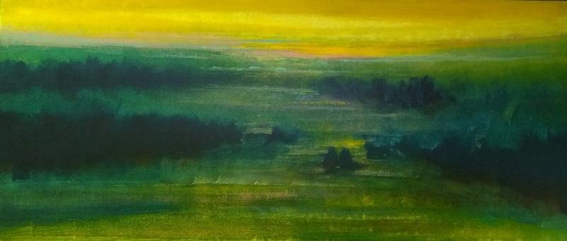 Abstract oil painting titled 'Untitled 7', 36x70 inches, by artist Vipta Kapadia on Canvas