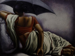 Figurative acrylic oil painting titled 'Untitled 7', 36x48 inches, by artist Arya Chowdhury on Canvas