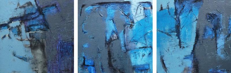 Abstract mixed media painting titled 'Untitled 7', 16x48 inches, by artist Anuja Paturkar on Canvas