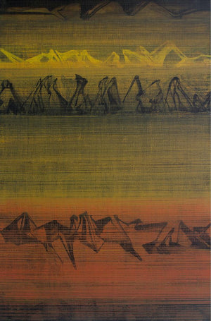 Abstract acrylic painting titled 'Untitled 7', 54x36 inches, by artist Chandan Bhowmick on Canvas
