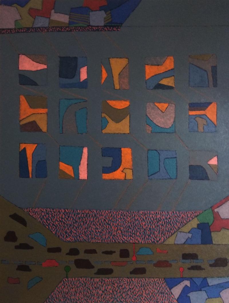 Abstract oil painting titled 'Untitled 7', 60x48 inches, by artist Sunil Ningule on Canvas