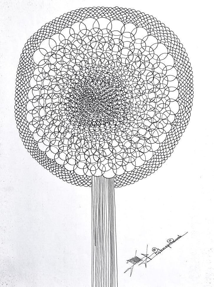 Abstract mixed media drawing titled 'Untitled 7', 17x12 inches, by artist Krishnaprakash Vasant Martand on Canson Paper